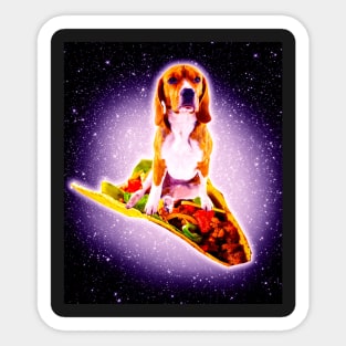 Outer Space Galaxy Dog Riding Taco Sticker